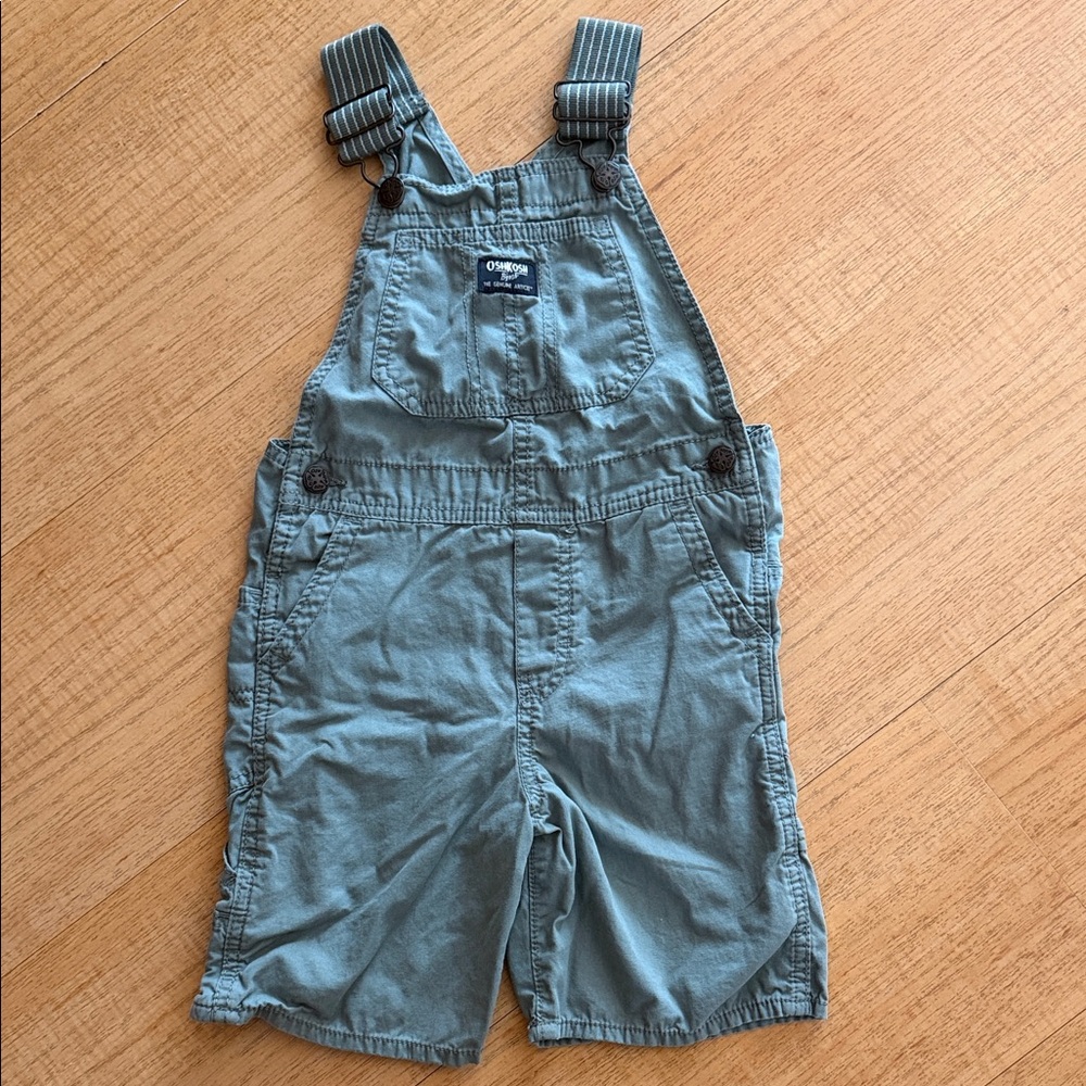 OshKosh B'gosh Kids Teal Green Shortalls with Striped Straps